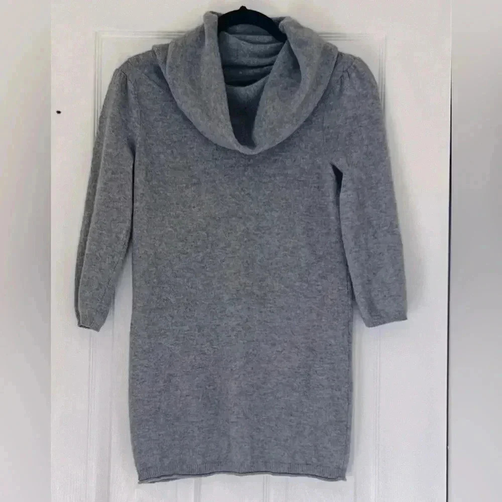 Cynthia Rowley 100% Cashmere Sweater Cowl Neck 3/4 Puff Sleeve Sz S